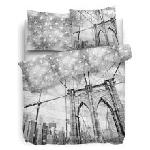 Face2Face Dekbedovertrek Brooklyn Bridge - Eenpersoons - 135x200 + 80x80 cm - Grijs