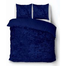 iSleep Dekbedovertrek Crushed Velvet - Blauw