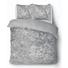 iSleep Dekbedovertrek Crushed Velvet - Licht Grijs
