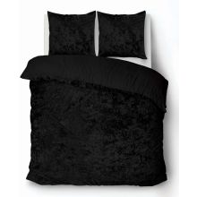 iSleep Dekbedovertrek Crushed Velvet - Zwart