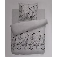 Noblesse Collection Dekbedovertrek Flora - Eenpersoons - 135x200 + 80x80 cm - Zwart/Wit