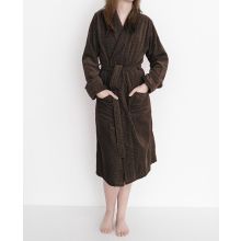 HnL Badjas Velours Carre - Dark Earth