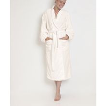 HnL Badjas Velours Carre - Offwhite