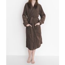 HnL Badjas Velours Carre - Taupe Grey