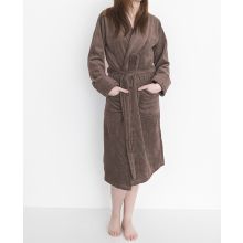 HnL Badjas Velours Uni - Taupe Grey