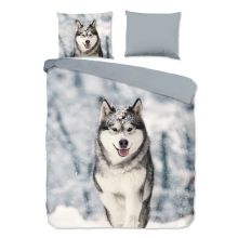 Good Morning Dekbedovertrek Husky (Flanel) - Grey
