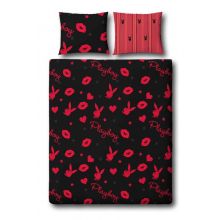 Playboy Dekbedovertrek Kissing - Litsjumeaux - 240x200/220 cm - Zwart