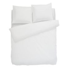 HnL Pure Cotton Dekbedovertrek Renfoce Uni - Eenpersoons - 135x200 + 80x80 cm - White
