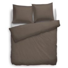 Home Dream Dekbedovertrek Satin Stripe - Eenpersoons - 155x220 + 80x80 cm - Dark Earth
