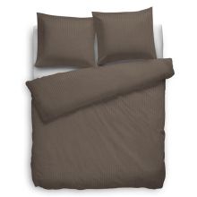 HnL Refined Dekbedovertrek Uni Stripe - Eenpersoons - 155x220 + 80x80 cm - Dark Earth