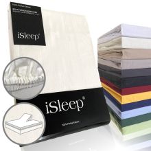 iSleep Split-topper Hoeslaken Perkal Katoen - Ecru