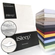 iSleep Split-topper Hoeslaken Perkal Katoen - Wit
