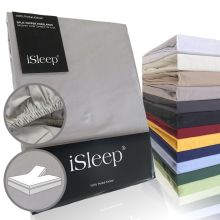 iSleep Split-topper Hoeslaken Perkal Katoen - Zilver