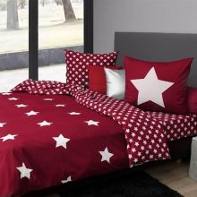 Lavida dekbedovertrek Star - Eenpersoons - 155x220cm + 1x 80x80cm - Rood
