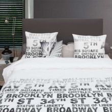 HnL Pure Cotton Dekbedovertrek Times Square - Eenpersoons - 140x200/220 cm - Wit