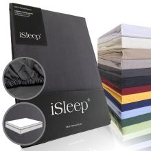 iSleep Topper Hoeslaken Perkal Katoen - Antraciet