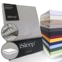 iSleep Topper Hoeslaken Perkal Katoen - Zilver