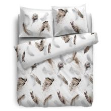 HnL Pure Cotton Dekbedovertrek Birds - Eenpersoons - 140x200/220 cm - Naturel