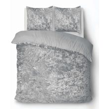 iSleep Dekbedovertrek Crushed Velvet - Licht Grijs