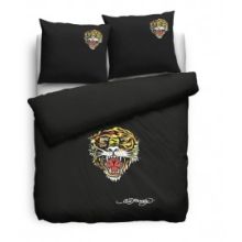 Ed Hardy Dekbedovertrek Tiger Open Mouth - Litsjumeaux - 240x200/220 cm - Zwart