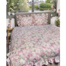 iSleep Ruches Dekbedovertrek Gardina - Eenpersoons - 140x200 cm - Pink