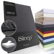 iSleep Split-topper Hoeslaken Perkal Katoen - Antraciet